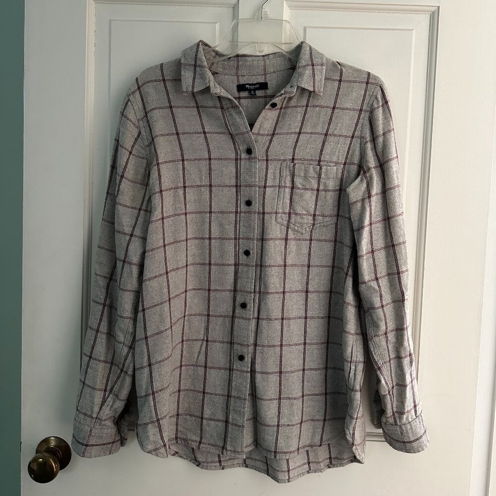 Madewell Checker Wool Cotton Plaid Flannel Sz Medium